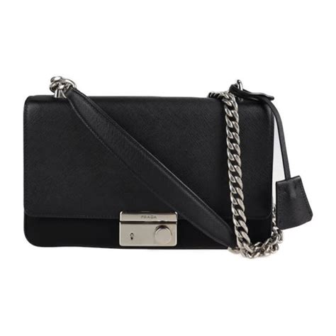 Prada Prada shoulder bag 1BD009 leather nylon black chain